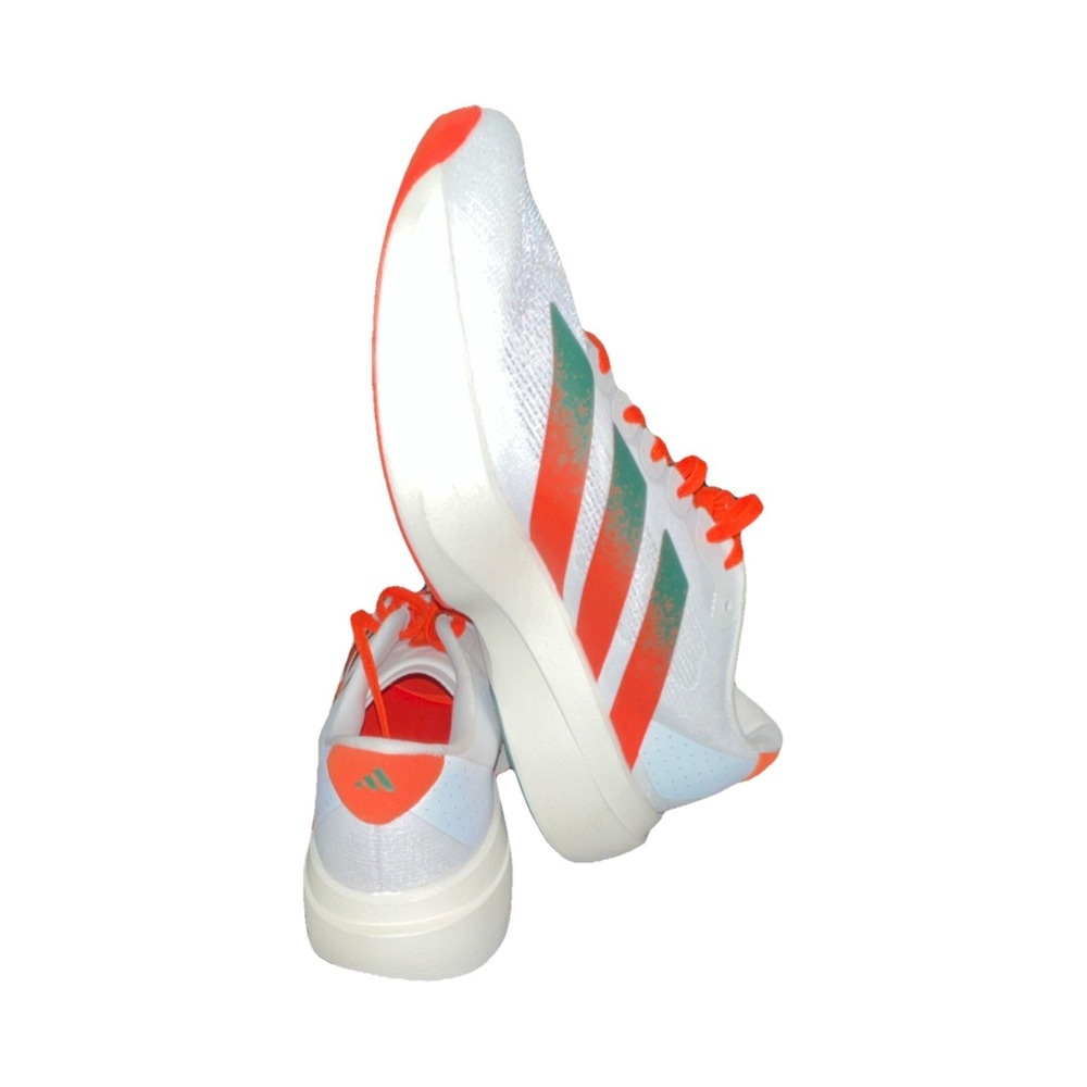 60N 9 / adida Adizero Evo SL Canes Miami White Orange Green Men's Sneaker JQ2148